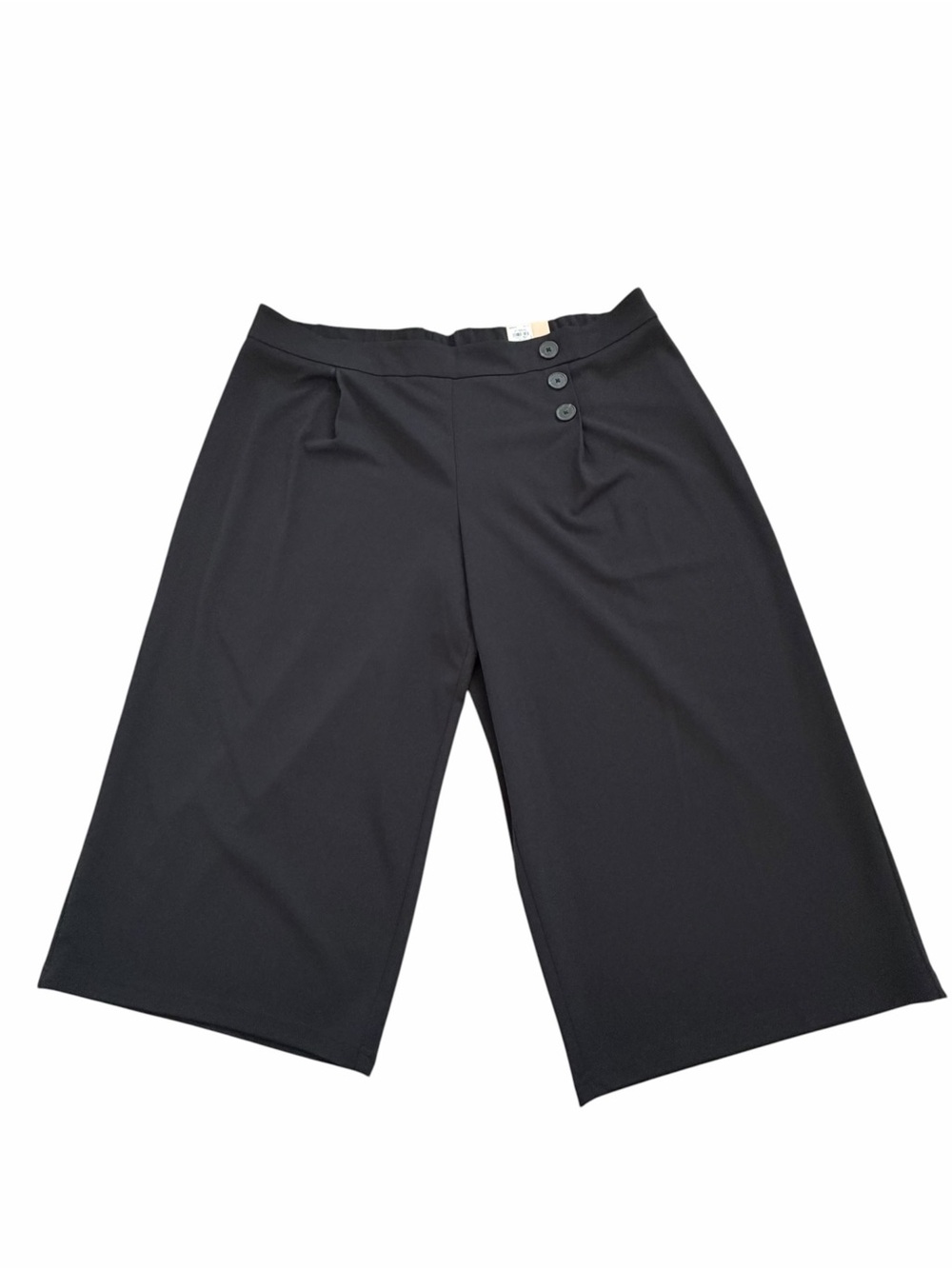 Evri Black Wide Leg Culottes Pants Mid Rise Side Button Detail Plus Size 22W